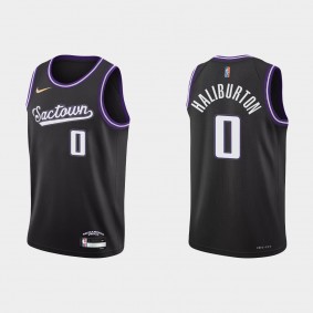 Kings Tyrese Haliburton NBA 75TH City Jersey Black