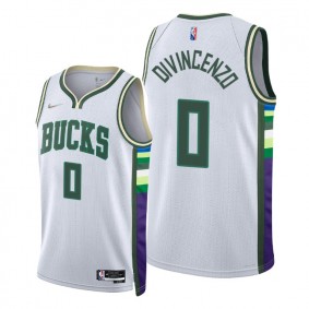 Donte DiVincenzo Bucks 2021-22 City Edition White #0 Jersey Diamond 75th Anniversary