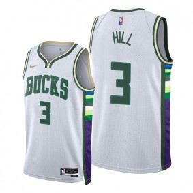 George Hill Bucks 2021-22 City Edition White #3 Jersey Diamond 75th Anniversary