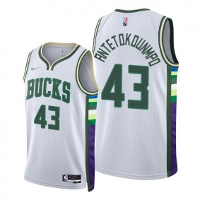 Thanasis Antetokounmpo Bucks 2021-22 City Edition White #43 Jersey Diamond 75th Anniversary