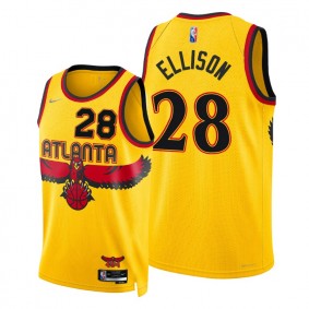 Malik Ellison Hawks 2021-22 City Edition Yellow #28 Jersey 75th Diamond