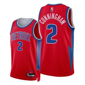 Pistons Cade Cunningham 2021-22 City Edition Red Jersey NBA 75th