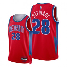 Pistons Isaiah Stewart 2021-22 City Edition Red Jersey NBA 75th