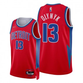 Pistons Kelly Olynyk 2021-22 City Edition Red Jersey NBA 75th