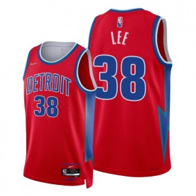 Pistons Saben Lee 2021-22 City Edition Red Jersey NBA 75th