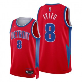 Pistons Trey Lyles 2021-22 City Edition Red Jersey NBA 75th