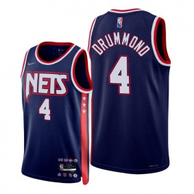 Andre Drummond Nets 2022 City Edition Navy #4 Jersey 75th Diamond Badge