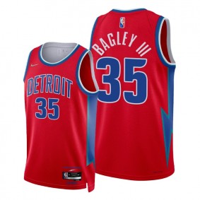 Marvin Bagley III Pistons 2022 City Edition Red #35 Jersey 75th Diamond Badge