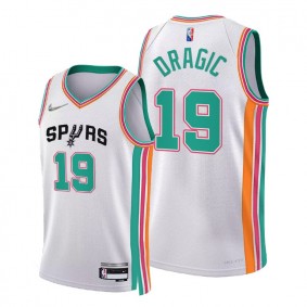 Goran Dragic Spurs 2022 City Edition White #19 Jersey 75th Diamond Badge