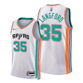 Romeo Langford Spurs 2022 City Edition White #35 Jersey 75th Diamond Badge