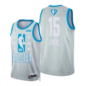 2022 Cleveland All-Star Nuggets #15 Nikola Jokic Gray Jersey 75th Patch