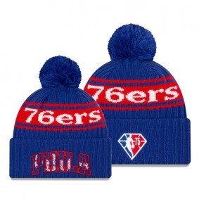 2021 Draft Edition Philadelphia 76ers Blue 75th Anniversary Logo Knit Hat