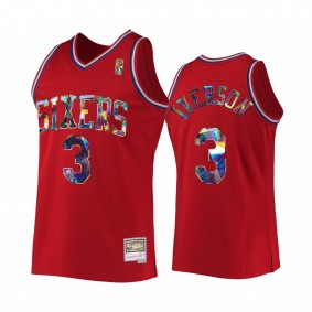 Allen Iverson #3 Philadelphia 76ers NBA 75th Diamond Badge Red Hardwood Classics Jersey