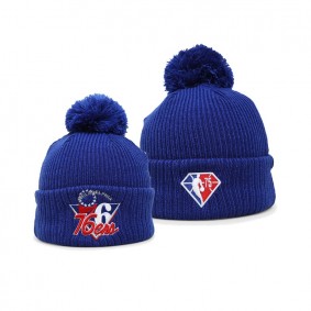 Philadelphia 76ers NBA 75th Season Pom Beanie Knit Hat Blue