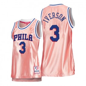 Hot Lady's Philadelphia 76ers #3 Allen Iverson Pink Rose Gold Jersey 75th Anniversary