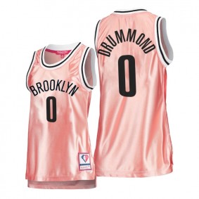 Hot Lady's Brooklyn Nets #0 Andre Drummond Pink Rose Gold Jersey 75th Anniversary