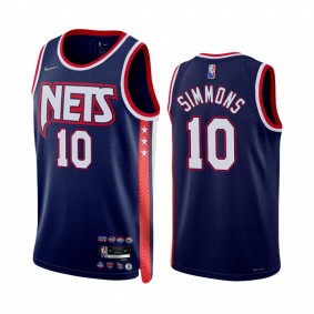 Nets Ben Simmons City Edition Navy 2022 Jersey 75th Diamond Badge