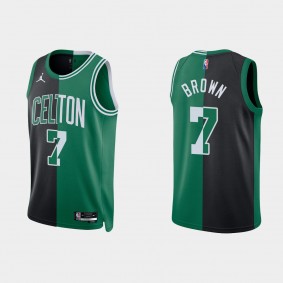 Celtics Jaylen Brown Split NBA 75th Jersey Black Green