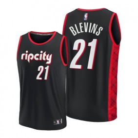 Keljin Blevins 2021-22 Blazers Black Replica Jersey NBA75th City Edition