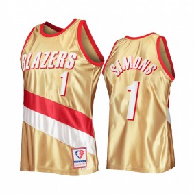 Anfernee Simons #1 Portland Trail Blazers 75th Anniversary Gold Hardwood Classics Jersey