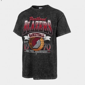 Portland Trail Blazers 75th Anniversary City Edition T-Shirt Black Mineral Wash Vintage Tubular Tee