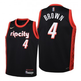 Greg Brown Portland Trail Blazers Black 2021-22 City Edition Jersey - Kids