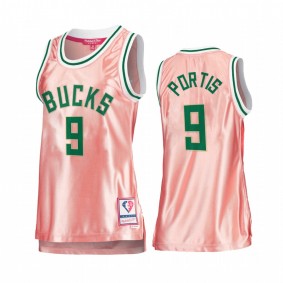 Milwaukee Bucks Bobby Portis Rose Gold Pink 75th Anniversary Women's Jersey #9