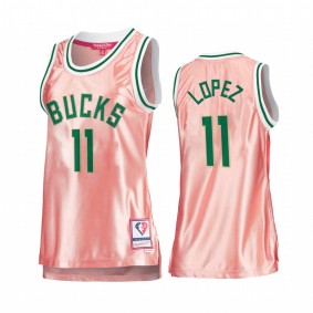 Milwaukee Bucks Brook Lopez Rose Gold Pink 75th Anniversary Women's Jersey #11