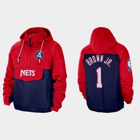 75th Nets Bruce Brown Jr. Windbreaker Jacket Red Navy