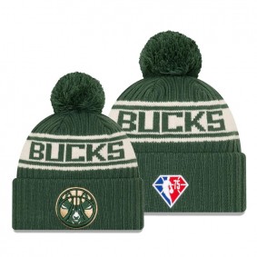 2021 Draft Edition Milwaukee Bucks Green 75th Anniversary Logo Knit Hat