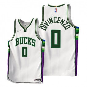 Donte DiVincenzo Bucks 2021-22 City Edition White Jersey NBA 75th Authentic