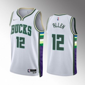 Milwaukee Bucks Grayson Allen #12 White City Edition Jersey 75th Diamond Badge