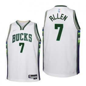 Grayson Allen Milwaukee Bucks White 2021-22 City Edition Jersey - Kids