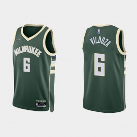 Bucks 75th Anniversary Hunter Green Luca Vildoza Jersey Icon