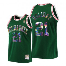 Jrue Holiday Milwaukee Bucks NBA 75th Diamond Badge #21 Green Throwback Men Jersey