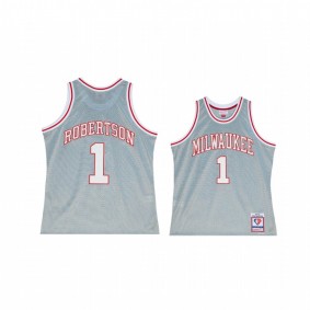 Oscar Robertson #1 Milwaukee Bucks Retro 75th Jersey Silver