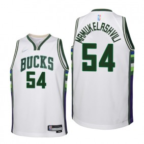 Sandro Mamukelashvili Milwaukee Bucks White 2021-22 City Edition Jersey - Kids