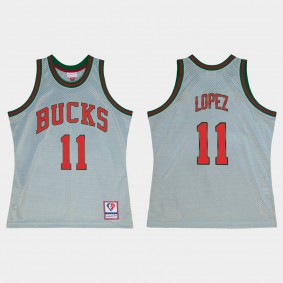 Bucks 75th Anniversary Silver Brook Lopez Jersey