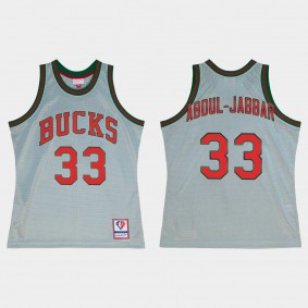 Bucks 75th Anniversary Silver Kareem Abdul-Jabbar Jersey Retired Player