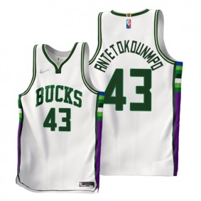 Thanasis Antetokounmpo Bucks 2021-22 City Edition White Jersey NBA 75th Authentic