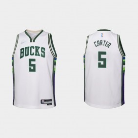 Bucks 75th Anniversary White Jevon Carter Youth Jersey City