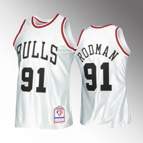 Dennis Rodman #91 Chicago Bulls 1997-98 Hardwood Classics Platinum 75th Anniversary Jersey