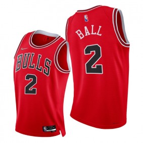 Bulls Lonzo Ball 2021-22 Diamond 75th Season Jersey Red