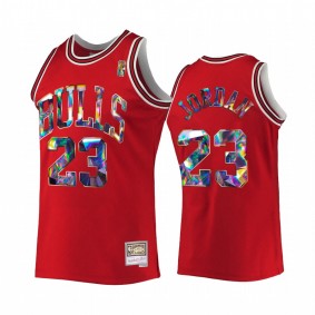 Michael Jordan #23 Chicago Bulls NBA 75th Diamond Badge Red Hardwood Classics Jersey