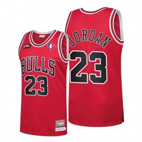 Chicago Bulls Michael Jordan 75th Anniversary Logo Throwback Red Jersey