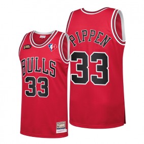 Chicago Bulls Scottie Pippen 75th Anniversary Logo Throwback Red Jersey