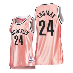 Hot Lady's Brooklyn Nets #24 Cameron Thomas Pink Rose Gold Jersey 75th Anniversary