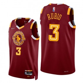 Cavaliers Ricky Rubio 2021-22 City Edition Wine Jersey NBA 75th
