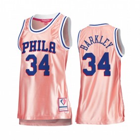 Charles Barkley Philadelphia 76ers Rose Gold Jersey #34 Pink 75th Anniversary Women's Tank