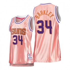 Hot Lady's Phoenix Suns #34 Charles Barkley Pink Rose Gold Jersey 75th Anniversary